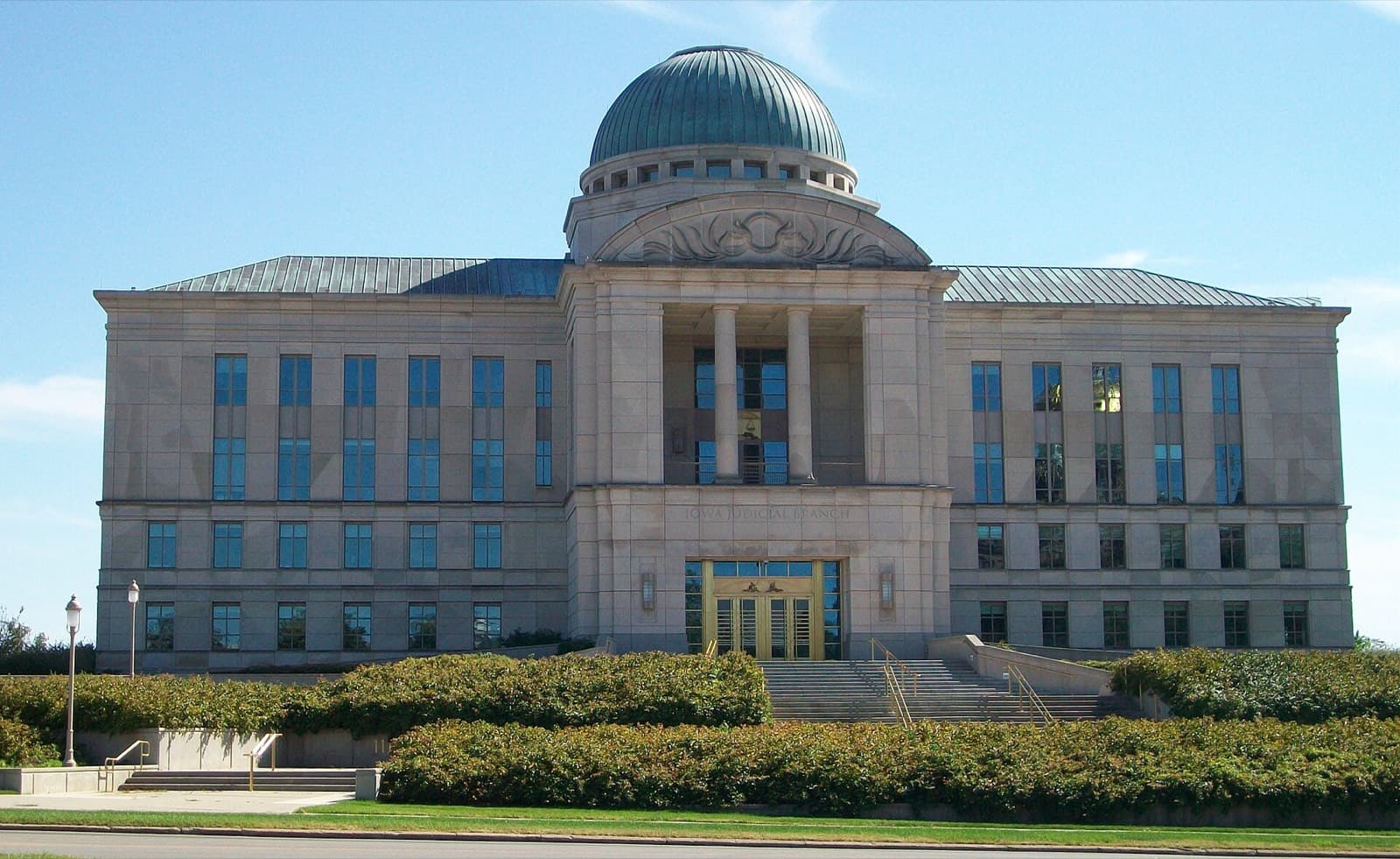 The Iowa Judicial Branch Building, home of the Iowa Supreme Court, in Des Moines