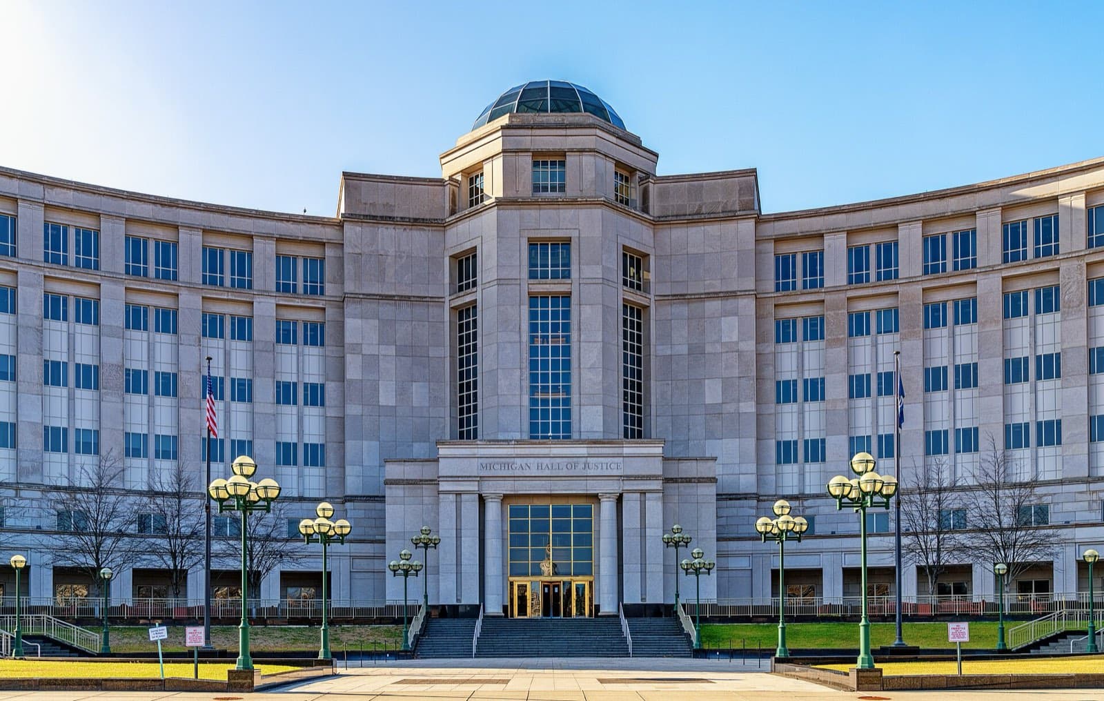 The Michigan Hall of Justice, home of the Michigan Supreme Court, in Lansing