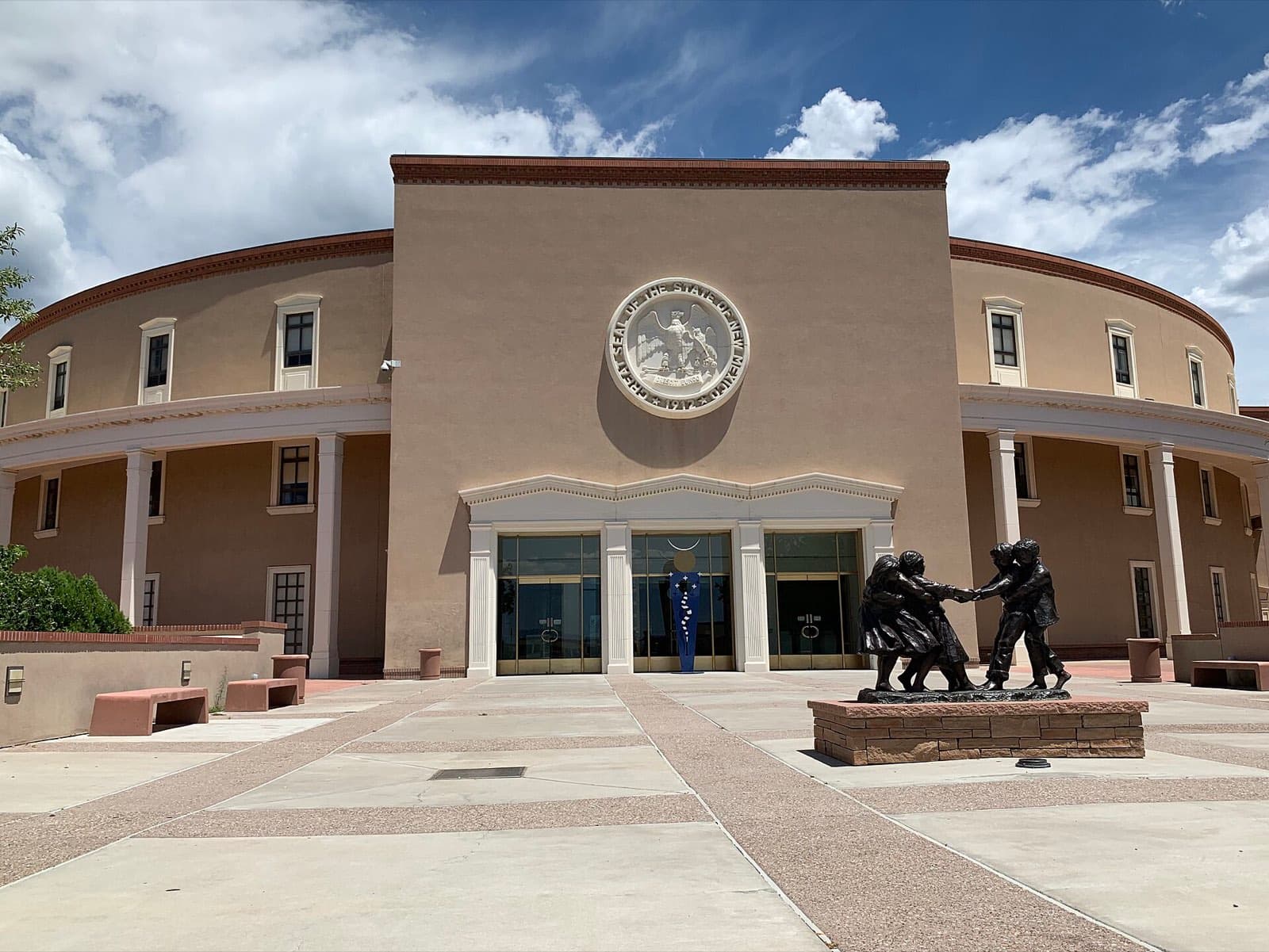 The New Mexico State Capitol, known as the Roundhouse, in Santa Fe